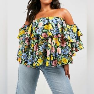 Plus size floral off the shoulder top